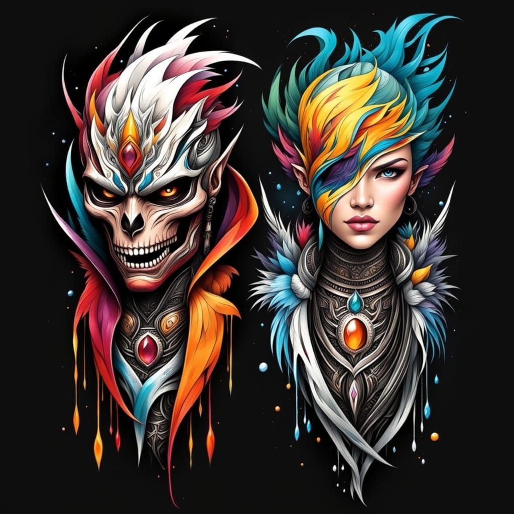 Edgy Tattoo Art with Rainy Cityscapes and Smoky Vibe