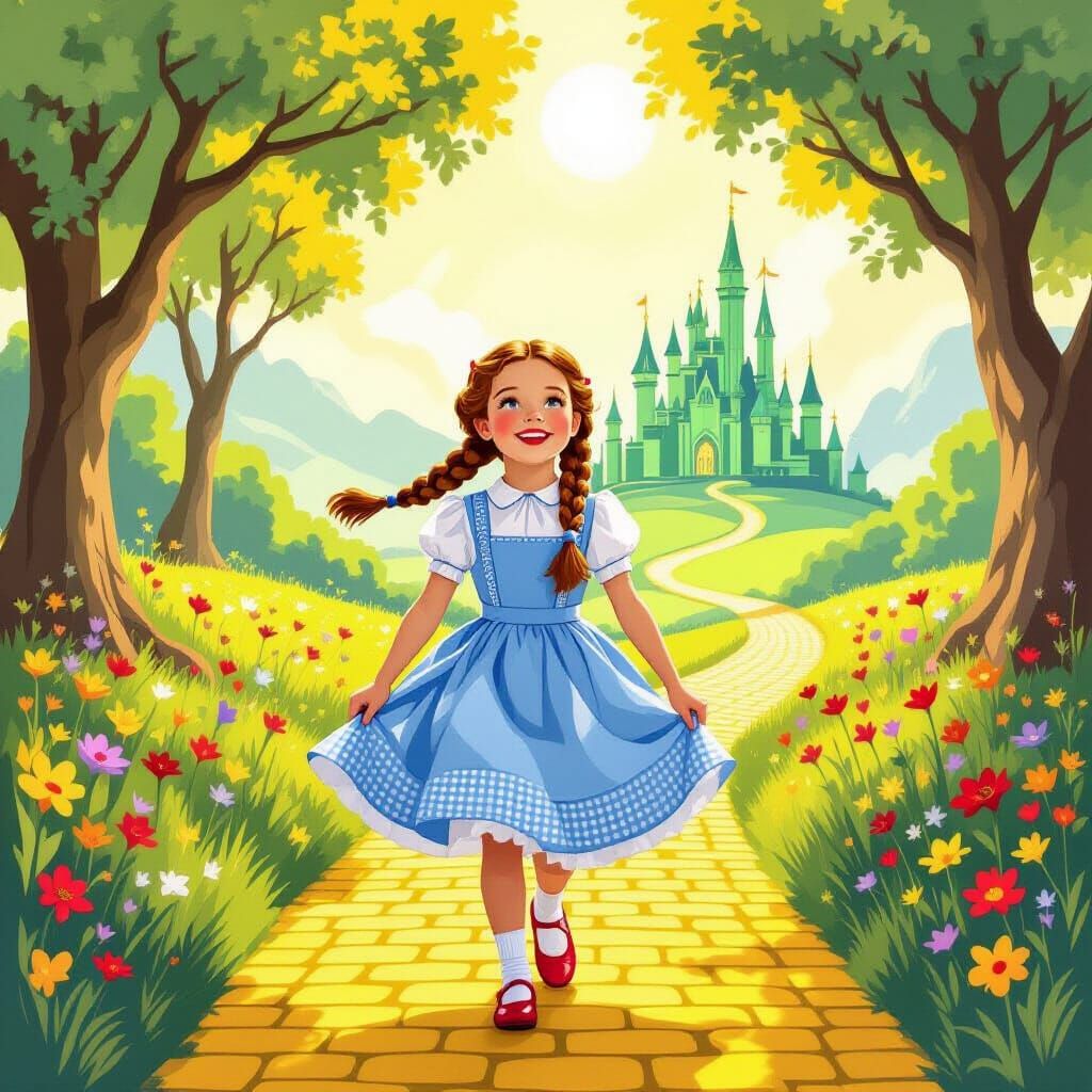 Boy Dressed as Dorothy in Whimsical Oz Meadow