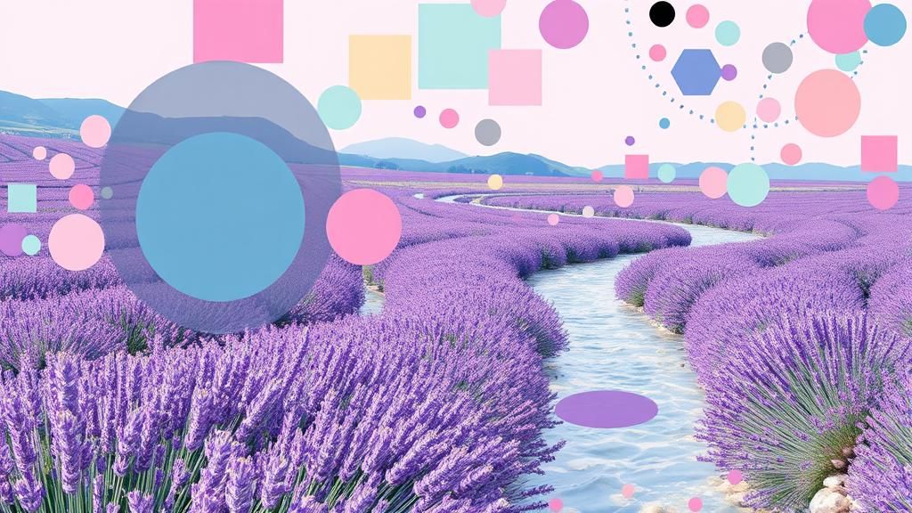 Kaleidoscopic Lavender Field Inspired by Murakami