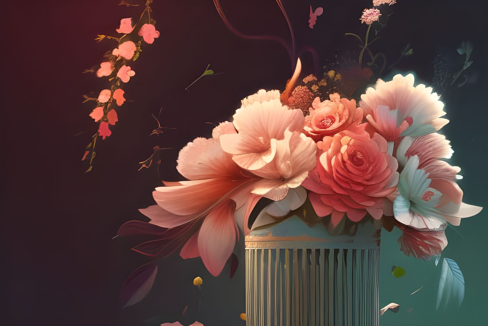 Magnificent Surreal Flower Vase Illustration