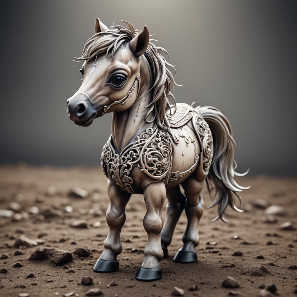 Adorable Chibi Baby Horse in Hyperrealistic Style