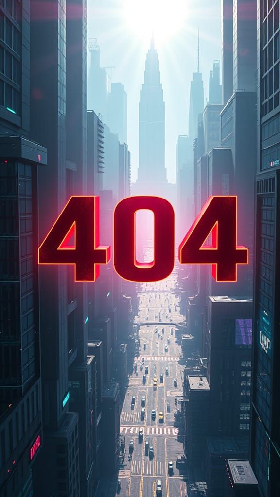 Cyberpunk Error Screen in a Dystopian Digital Realm