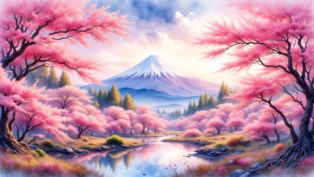 Forest of cherry blossoms, Japanese style