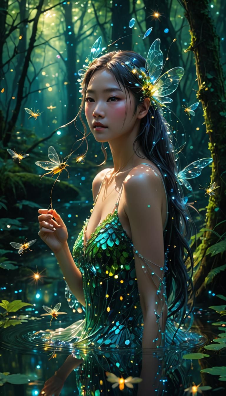 Glass Siren in Mystical Forest