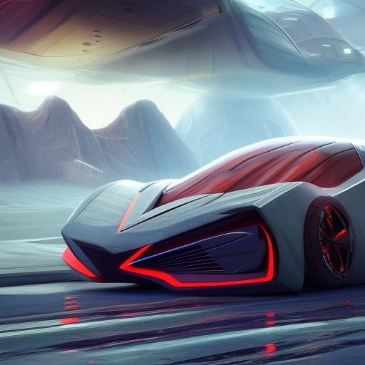 Futuristic Car in Detailed Matte Painting Style