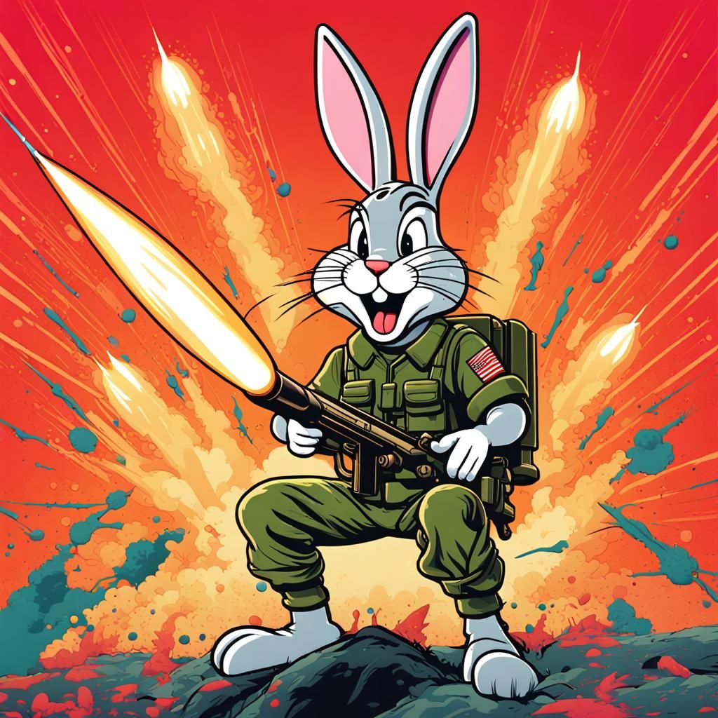 Bugs Bunny with Rocket Launcher in Pop Art Style