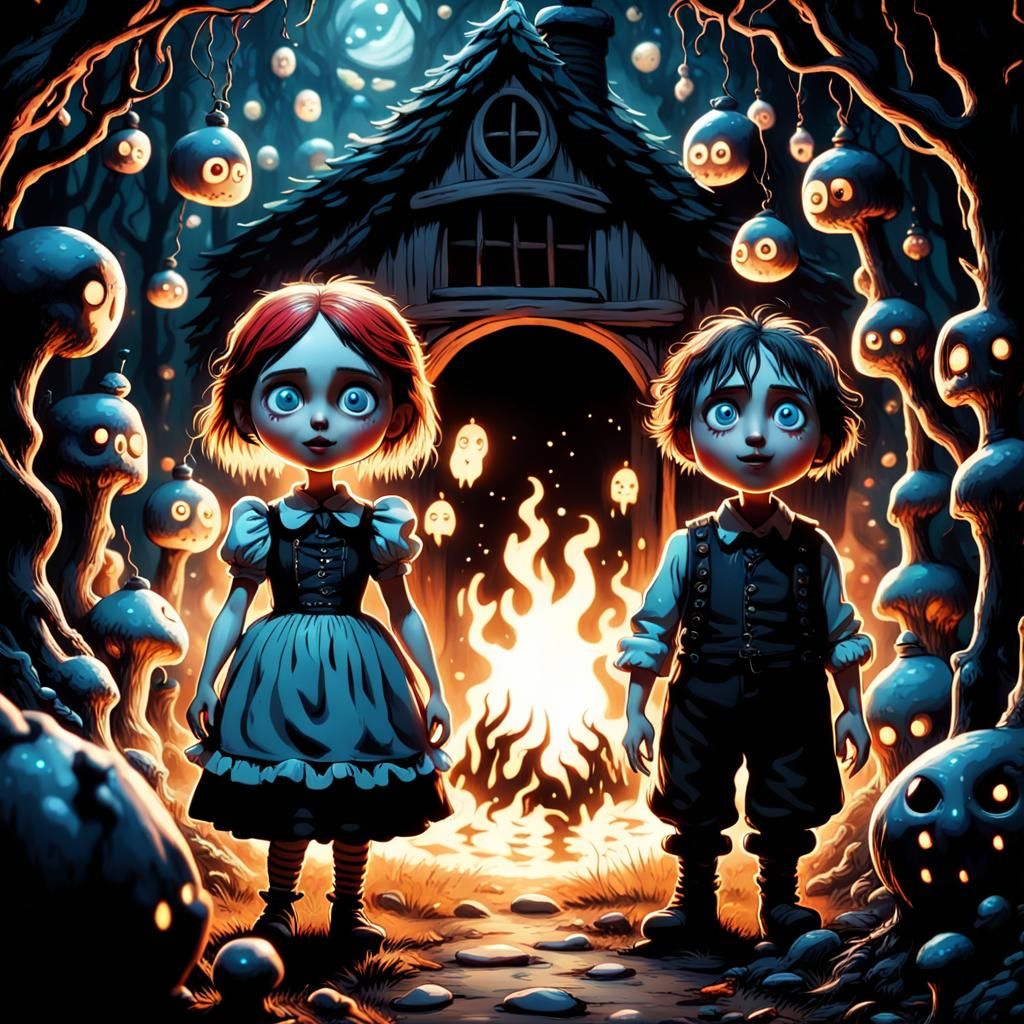 Hansel and Gretel in Tim Burton Style