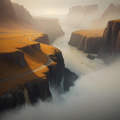 Woman on Cliff with Car in Expressionist Style