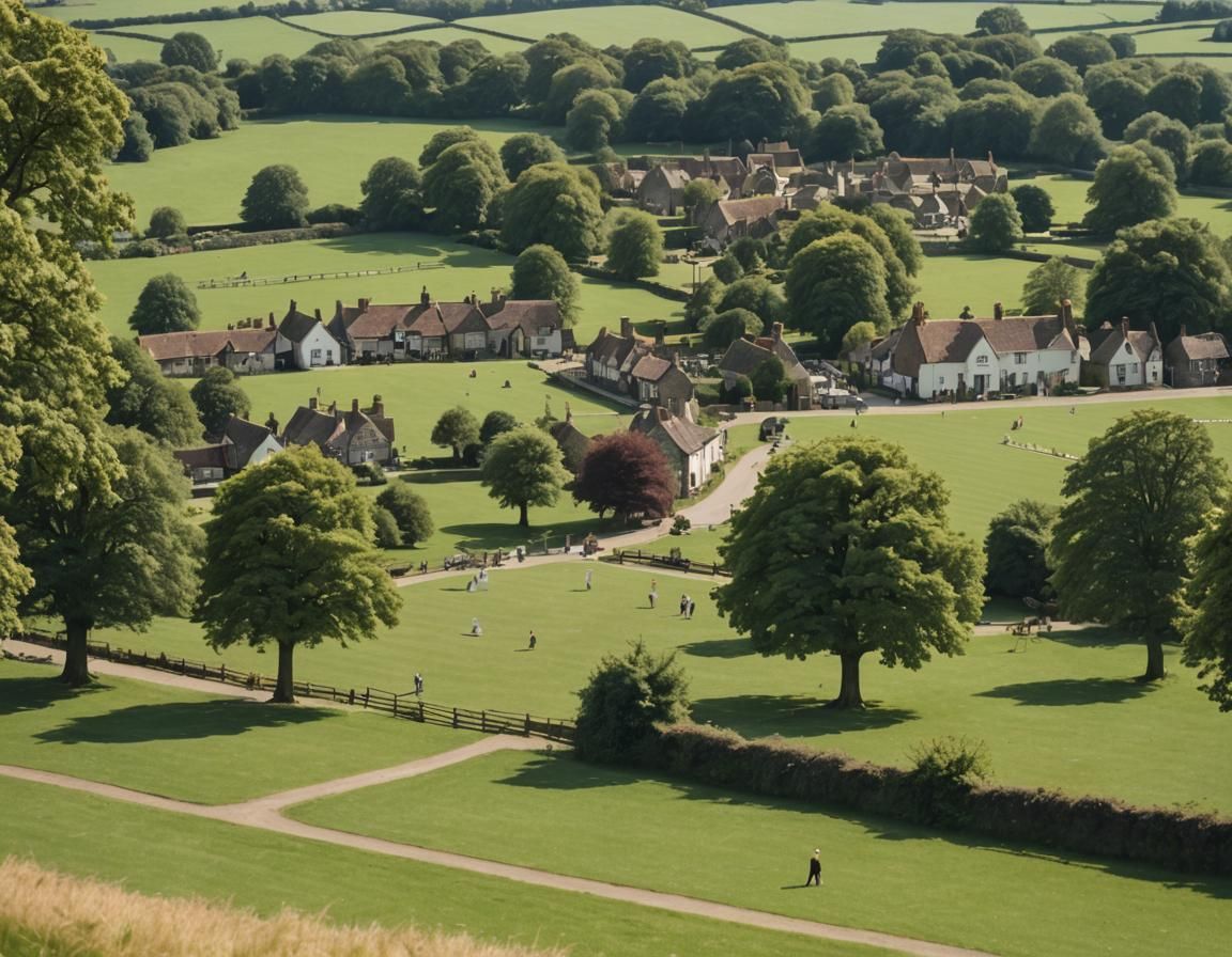 English Village Cricket Match in the 1930s