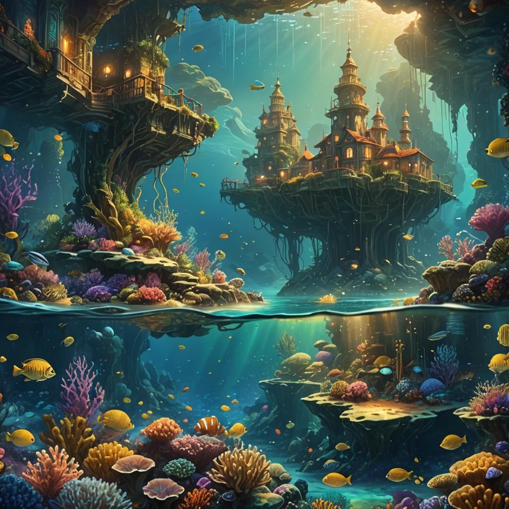 Magical Underwater Landscape of Shimmering Sea