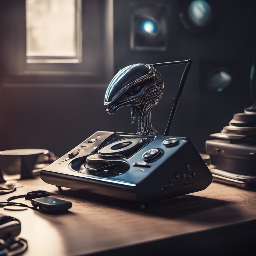 Futuristic Music Player with Dancing Alien