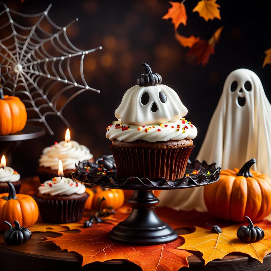 Haunted Halloween Cupcake with Translucent Ghost Icing