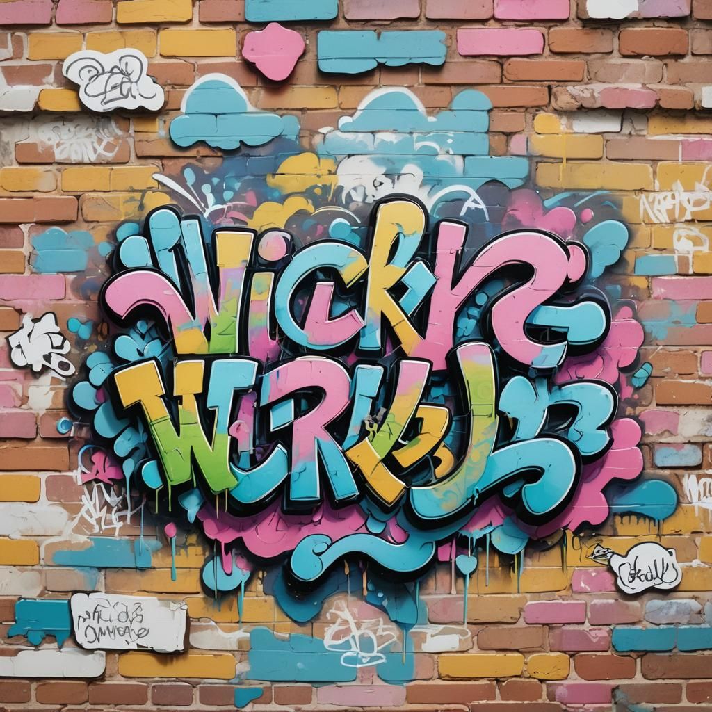 Graffiti Wall Art in Pastel Colors