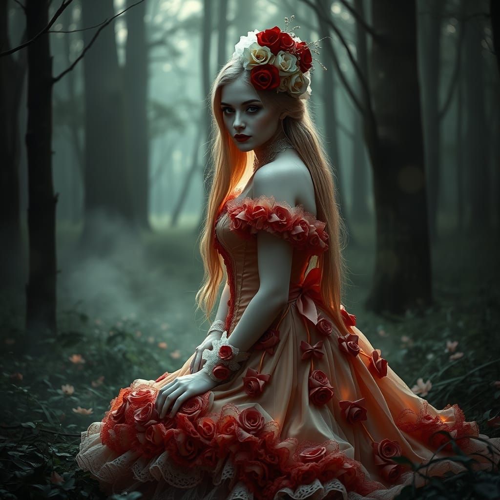Ethereal Vampire Queen in Enchanted Forest