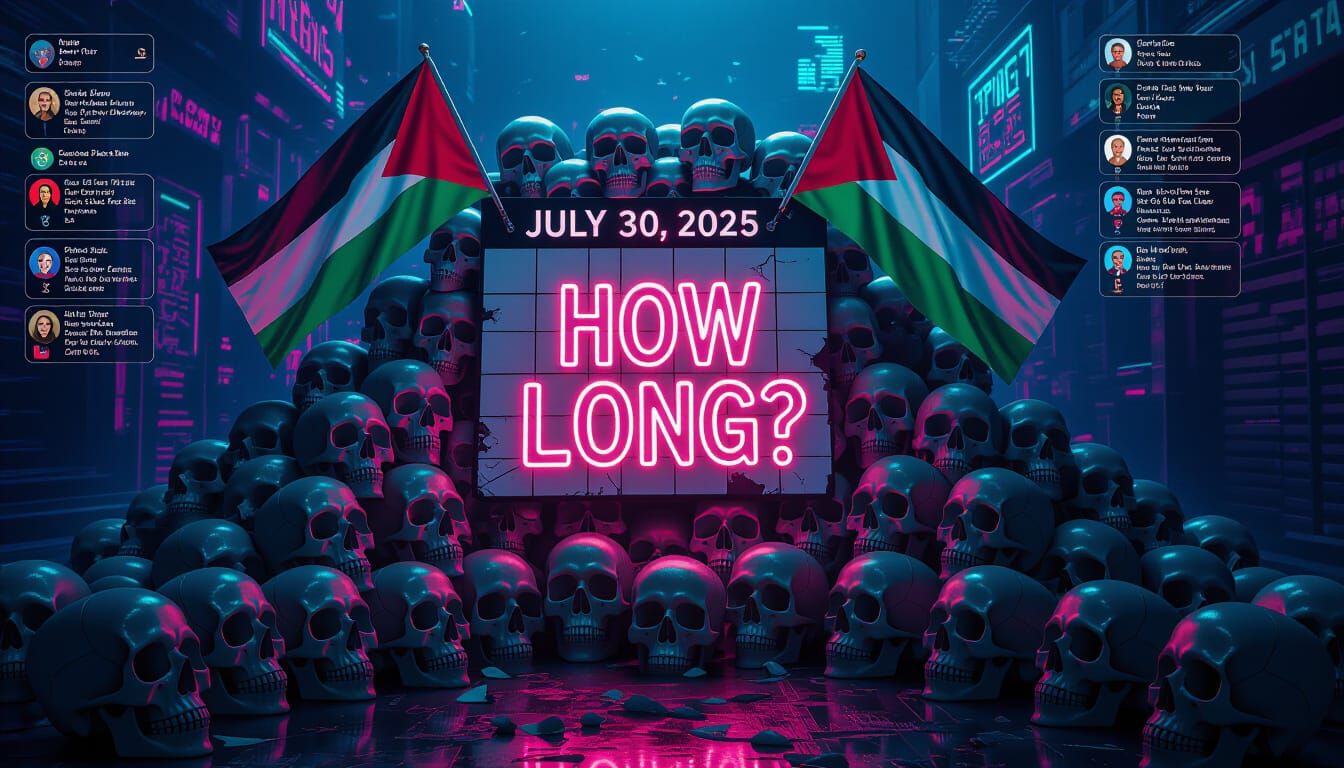 Futuristic Calendar with Skulls and Flags