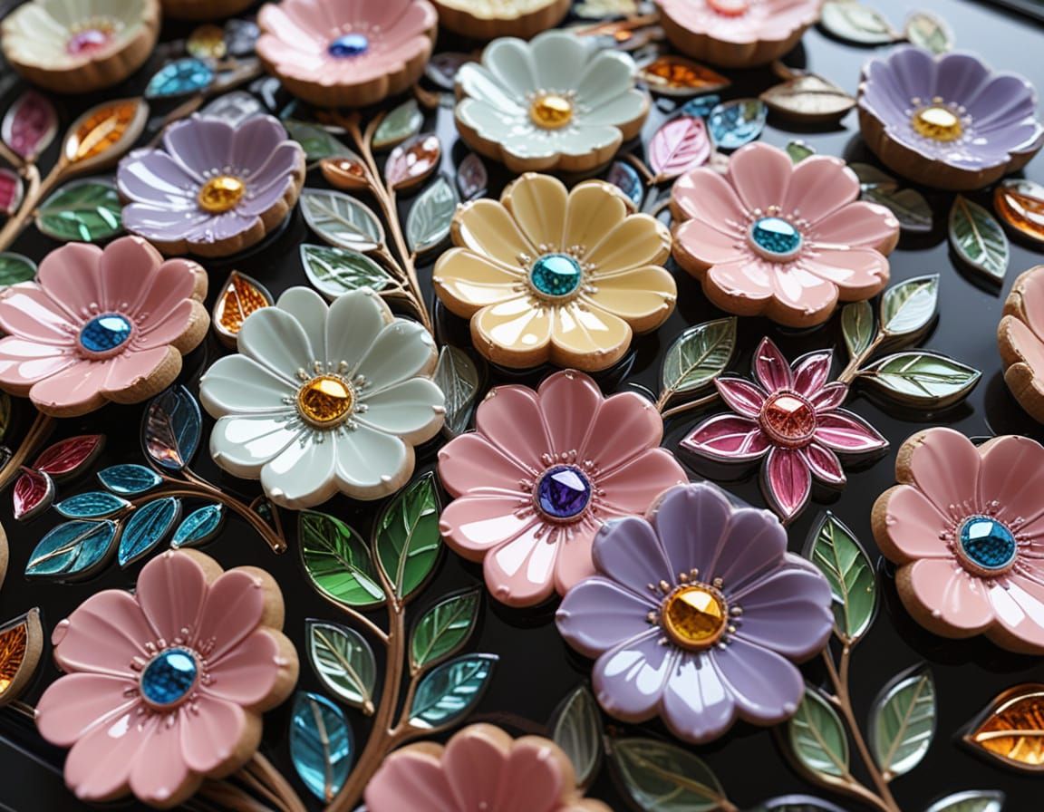 Pastel Wildflower Bouquet in Photorealistic Stained Glass