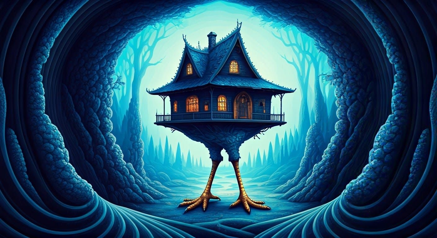 Baba Yaga's House: Surreal Psychedelic Art Nouveau