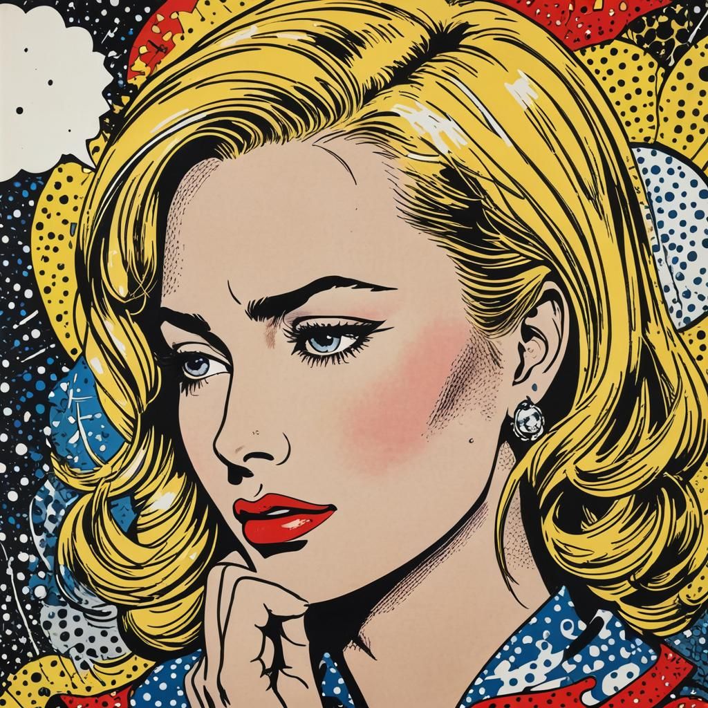 Crying Blonde Woman in Roy Lichtenstein Pop Art