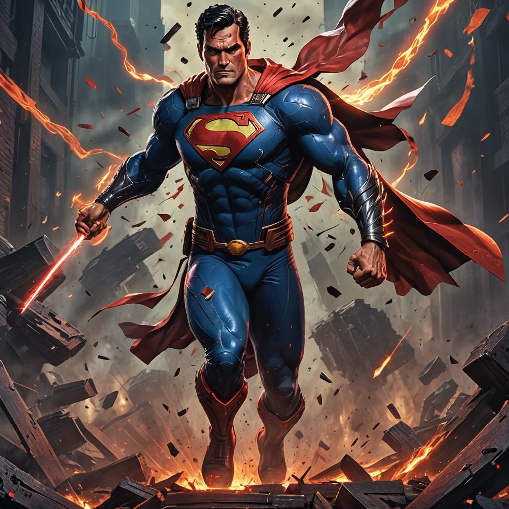 Ash Williams as Superman vs Evil Dead in Anime Style