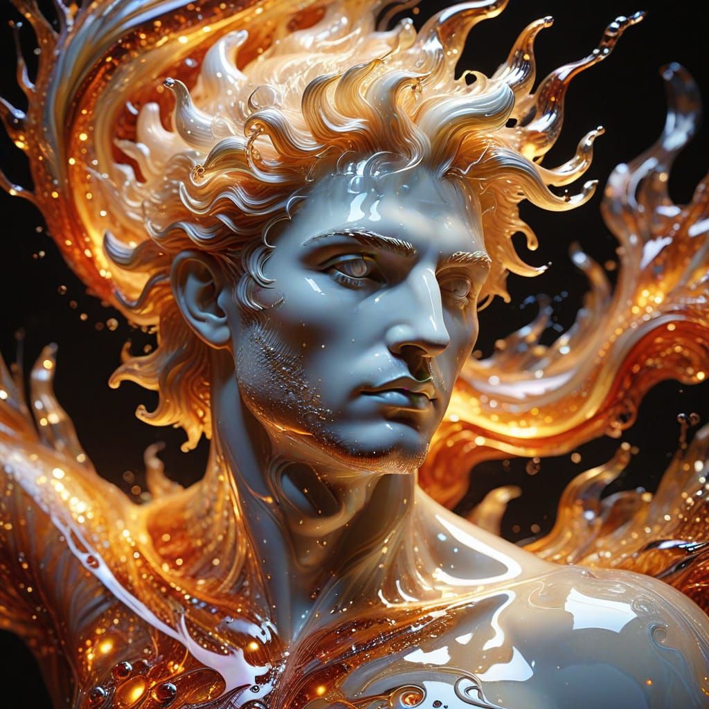 Surreal Abstract Glass Sculpture in Warm Iridescent Hues