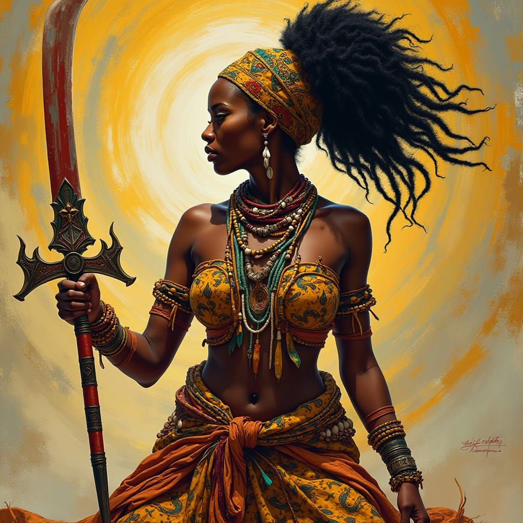African Warrior Princess in Afrofuturist Style