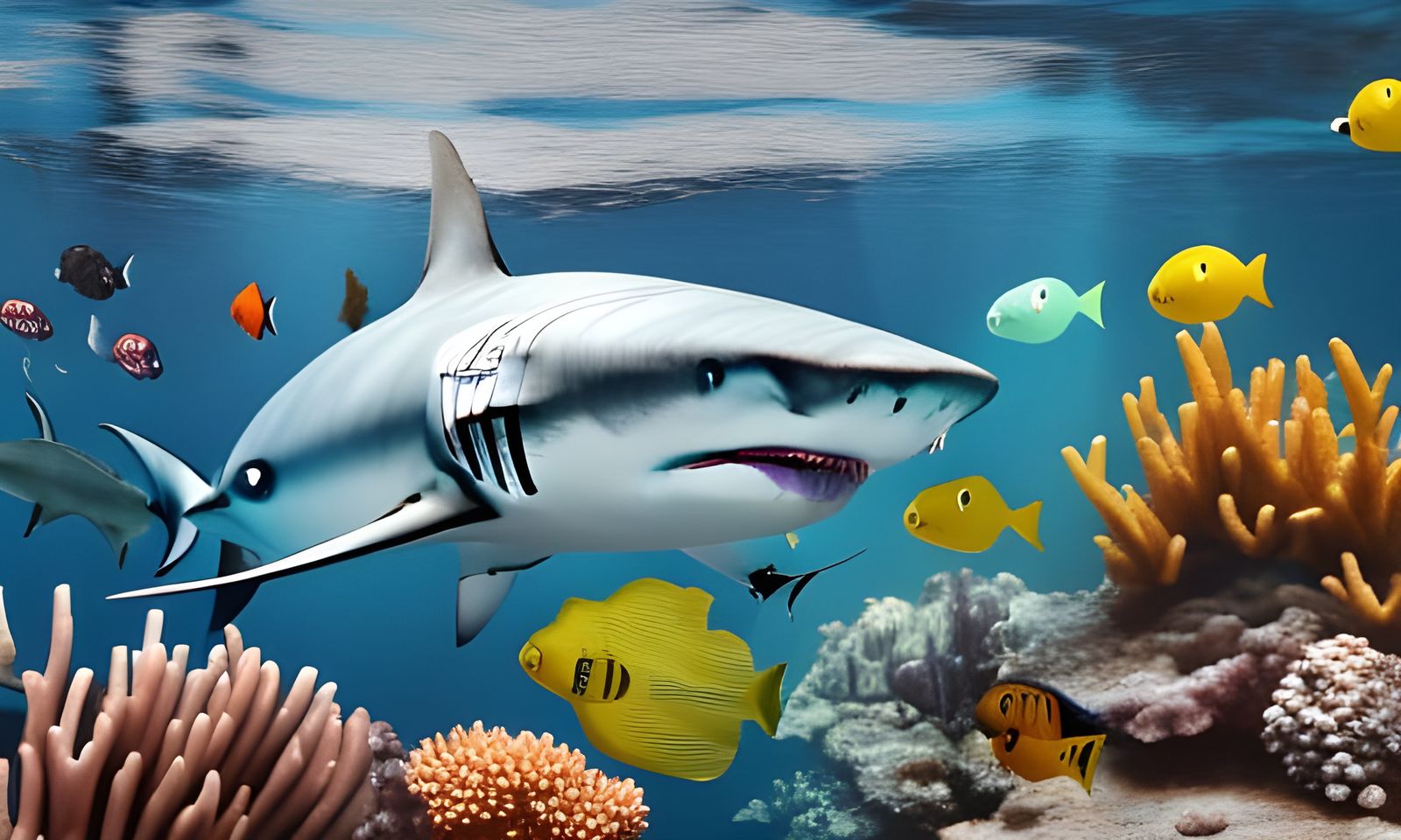 Shark in Coral Reef: Hyperrealistic 3D Rendering
