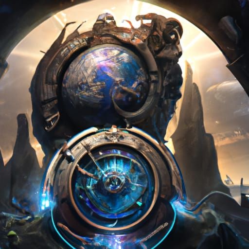 Fantastical Earth Clock in Detailed Digital Painting