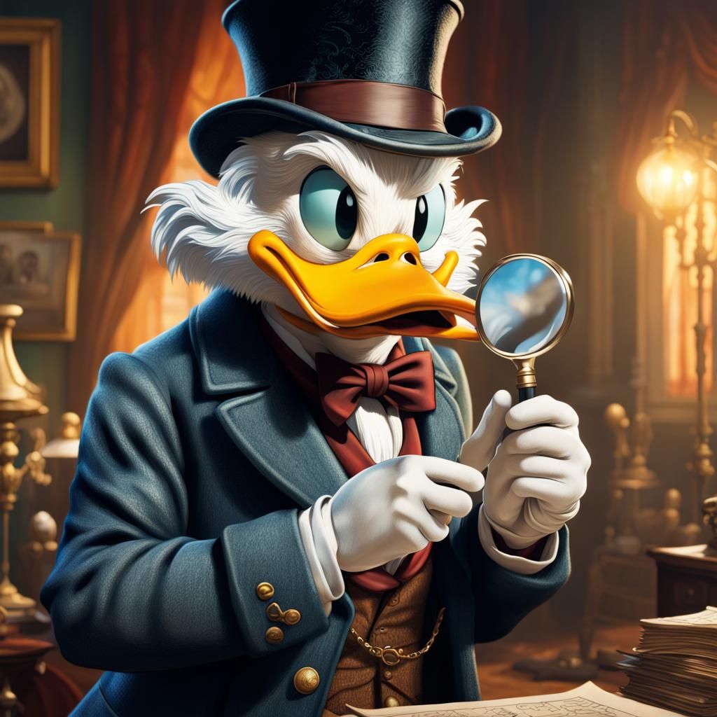 Scrooge McDuck as Sherlock Holmes, Hyperrealistic Art
