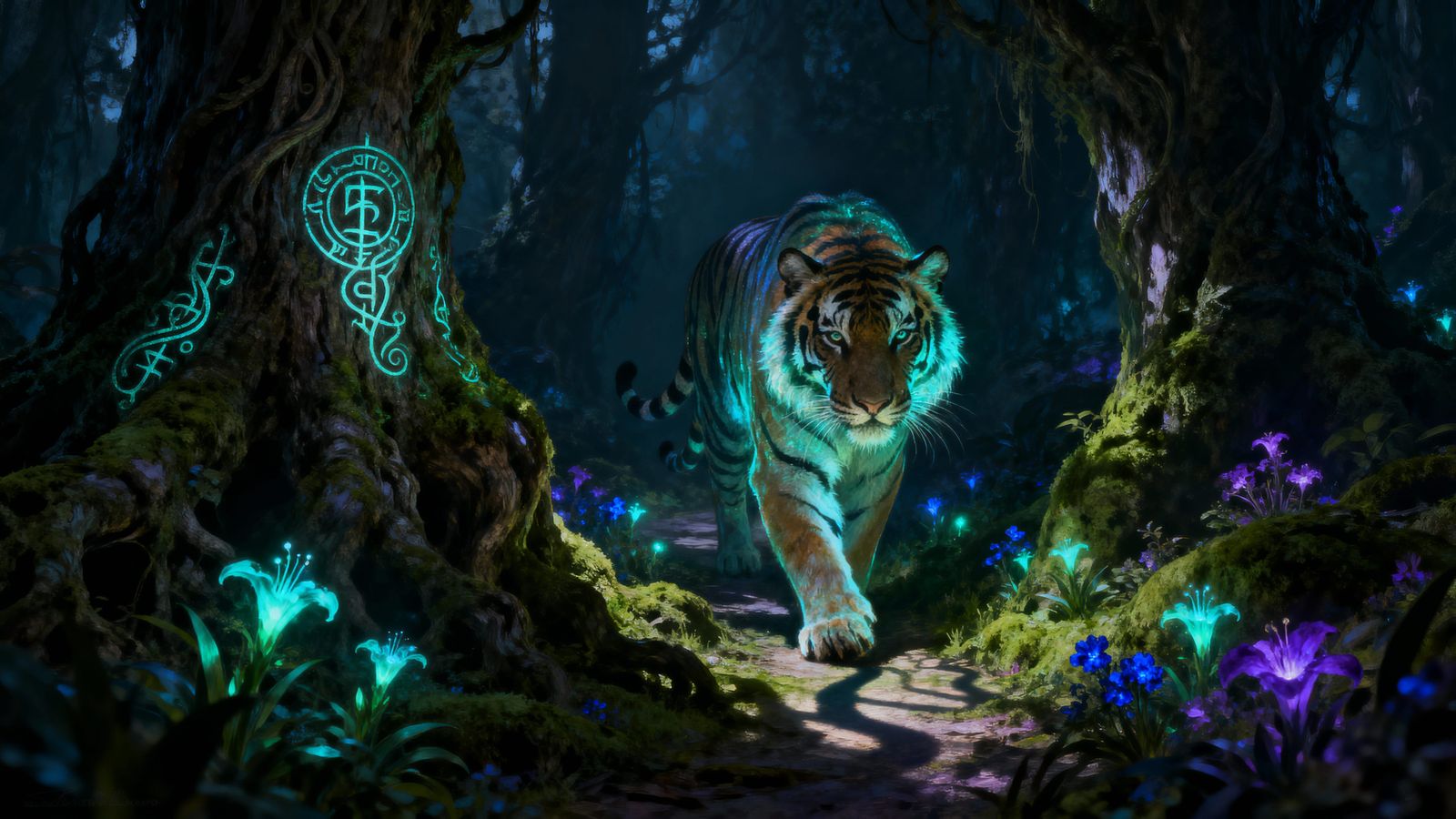 Majestic Tiger in Mystical Forest Concept Art