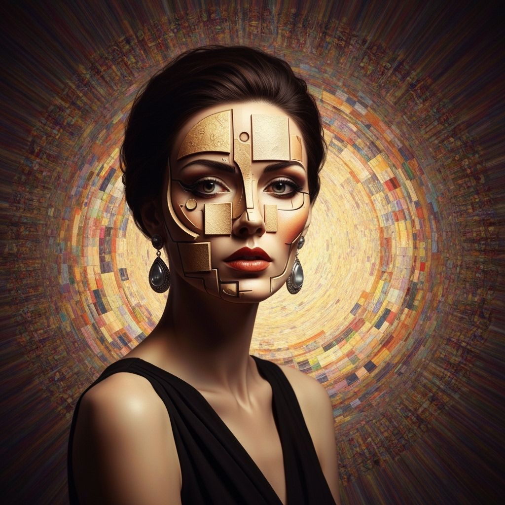 Abstract Geometric Woman Portrait in Cubist Style