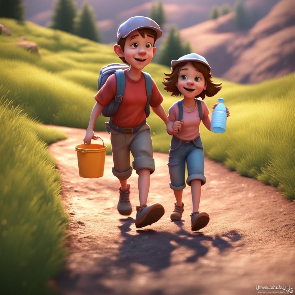 Jack and Jill Go Up the Hill: 3D Digital Art