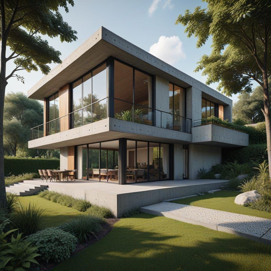 Modern Villa with Garden in 8k