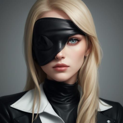 Blond Woman with Eye Patch in Color Portrait