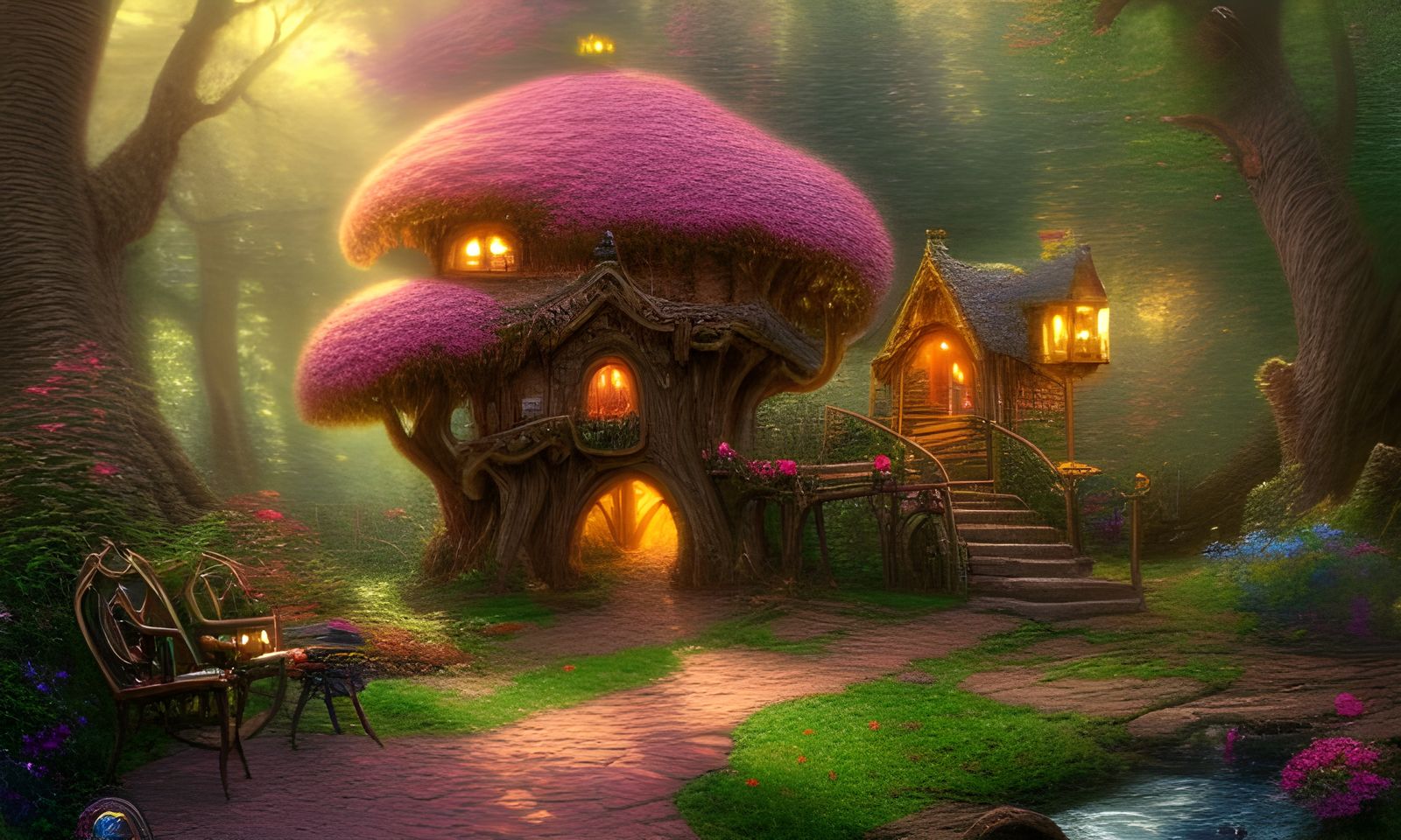 Detailed Fairy Treehouse in Romanticism Style