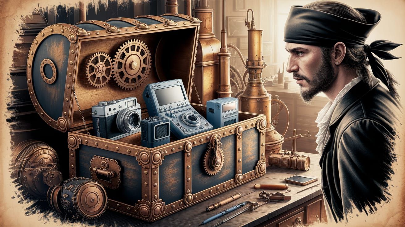 Steampunk Pirate Finds Futuristic Tech in Treasure Chest