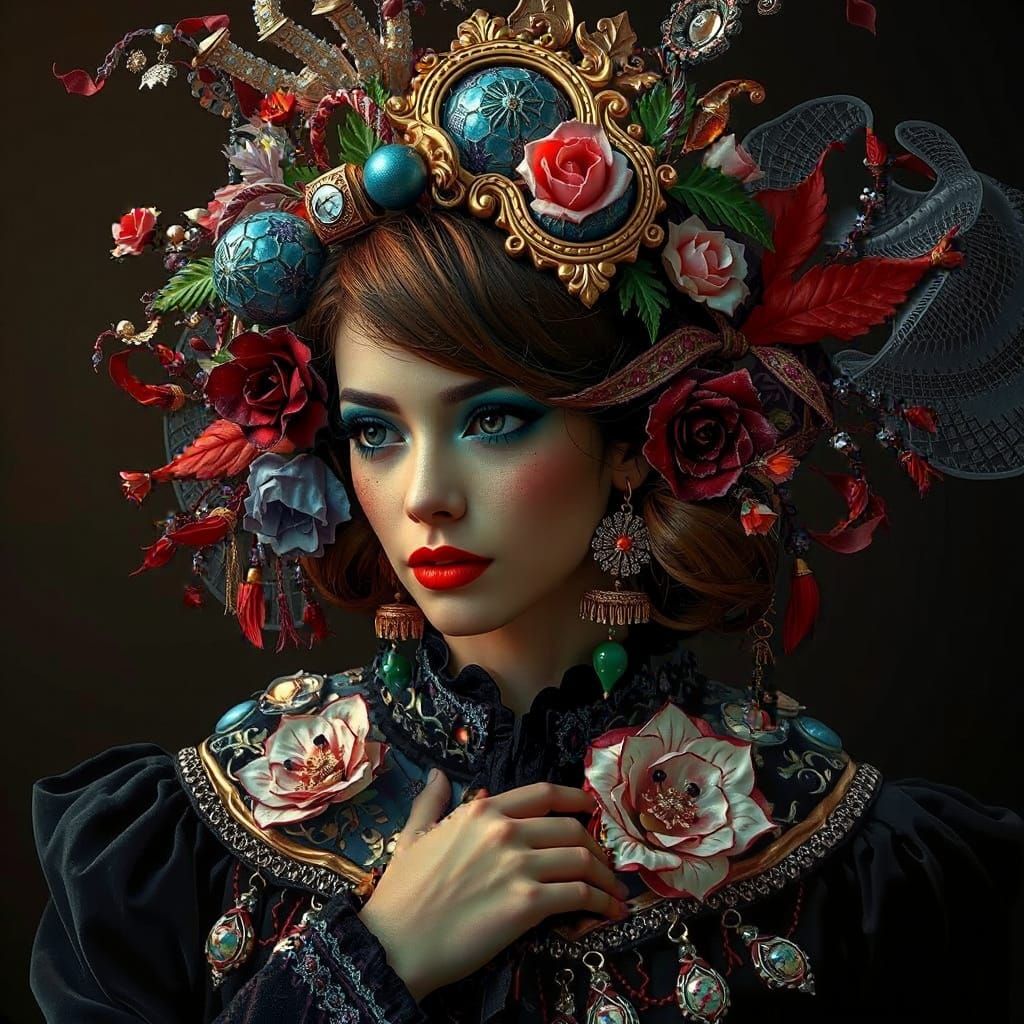 Elegant Hyperrealistic Artwork in Rich Colors