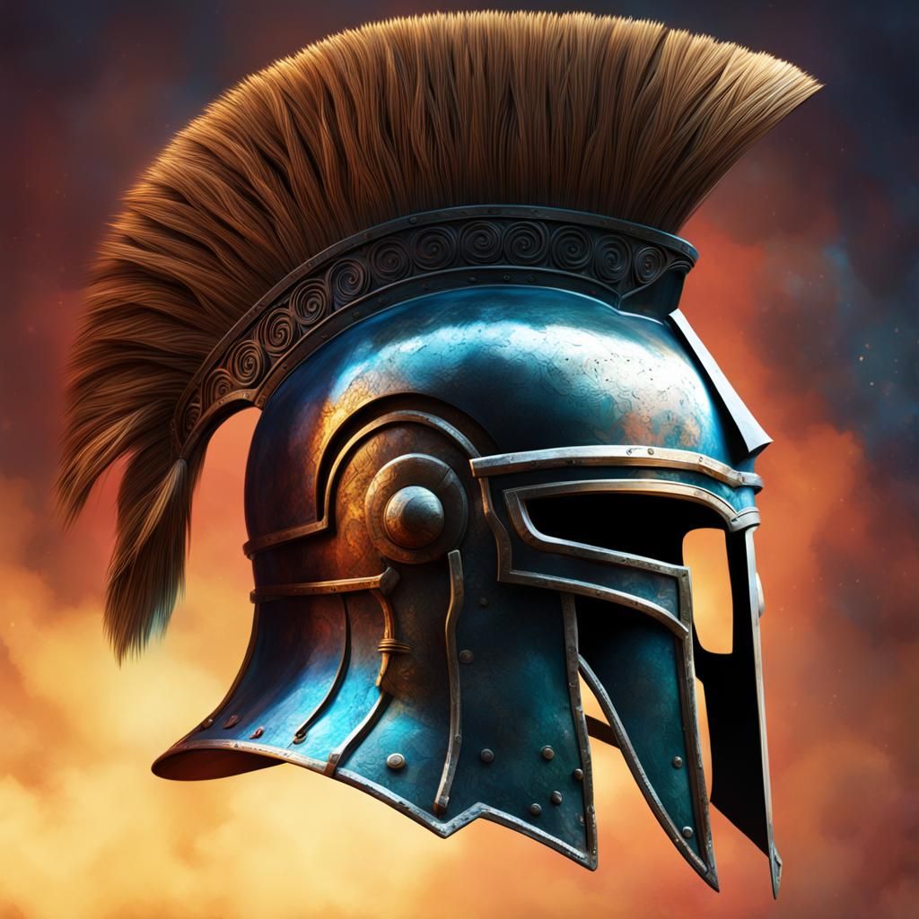 Detailed Spartan Helmet in Splash Art Style