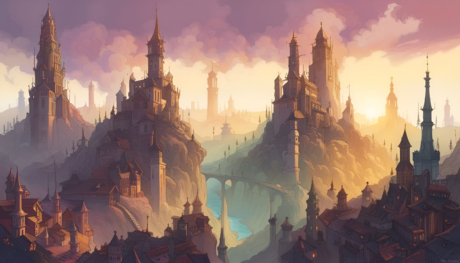 Imrryr: Colorful Towers in Modern Ink Painting Style