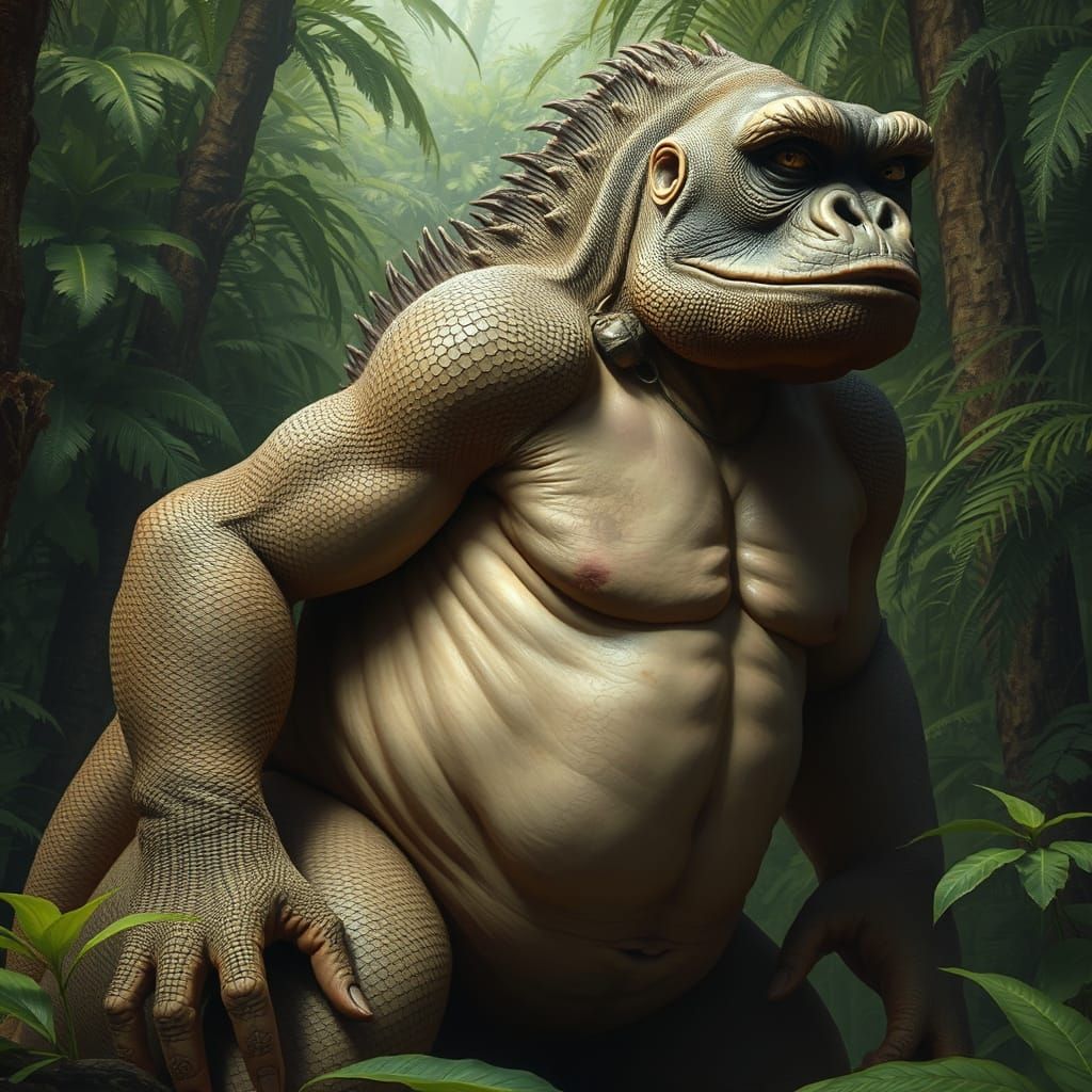 Iguana Gorilla Hybrid in Dark Realism