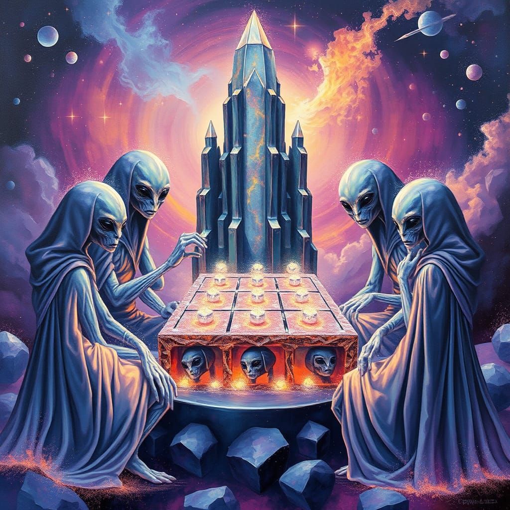 Otherworldly Aliens Play Tic-Tac-Toe: Museum Epic Impression...