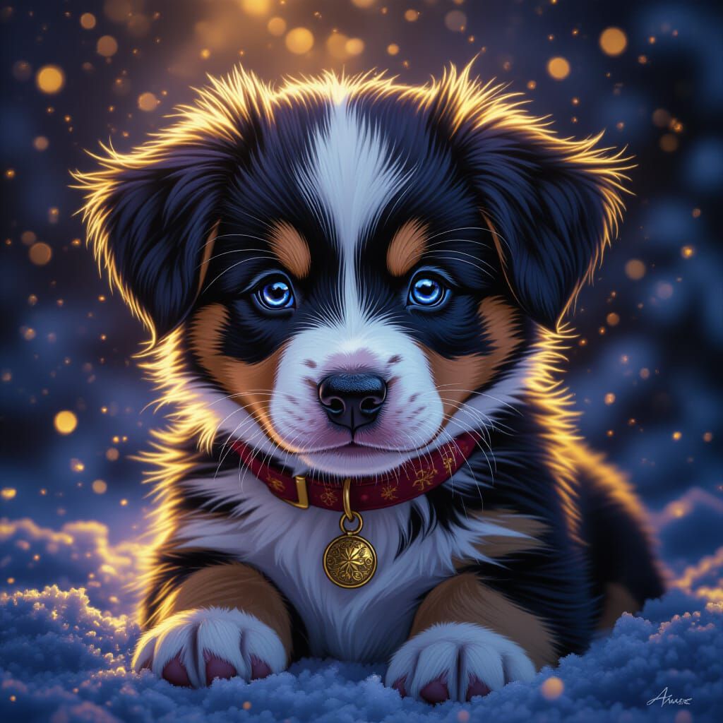Dark Fantasy Christmas Puppy Concept Art