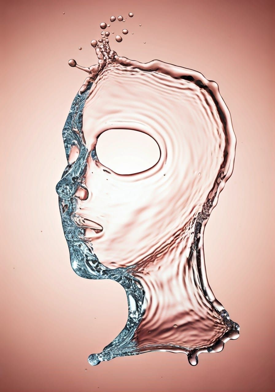 Hyper-Realistic Water-Based Face Mask in Cosmetic Commercial...