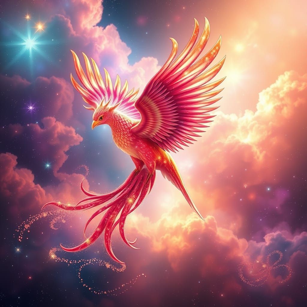 Ethereal Phoenix Soars Through Cosmic Nebula