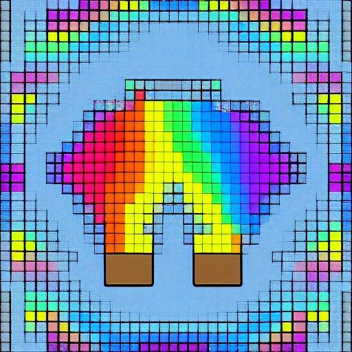 Pixel Art Nyan Cat Flying Through Rainbow Sky