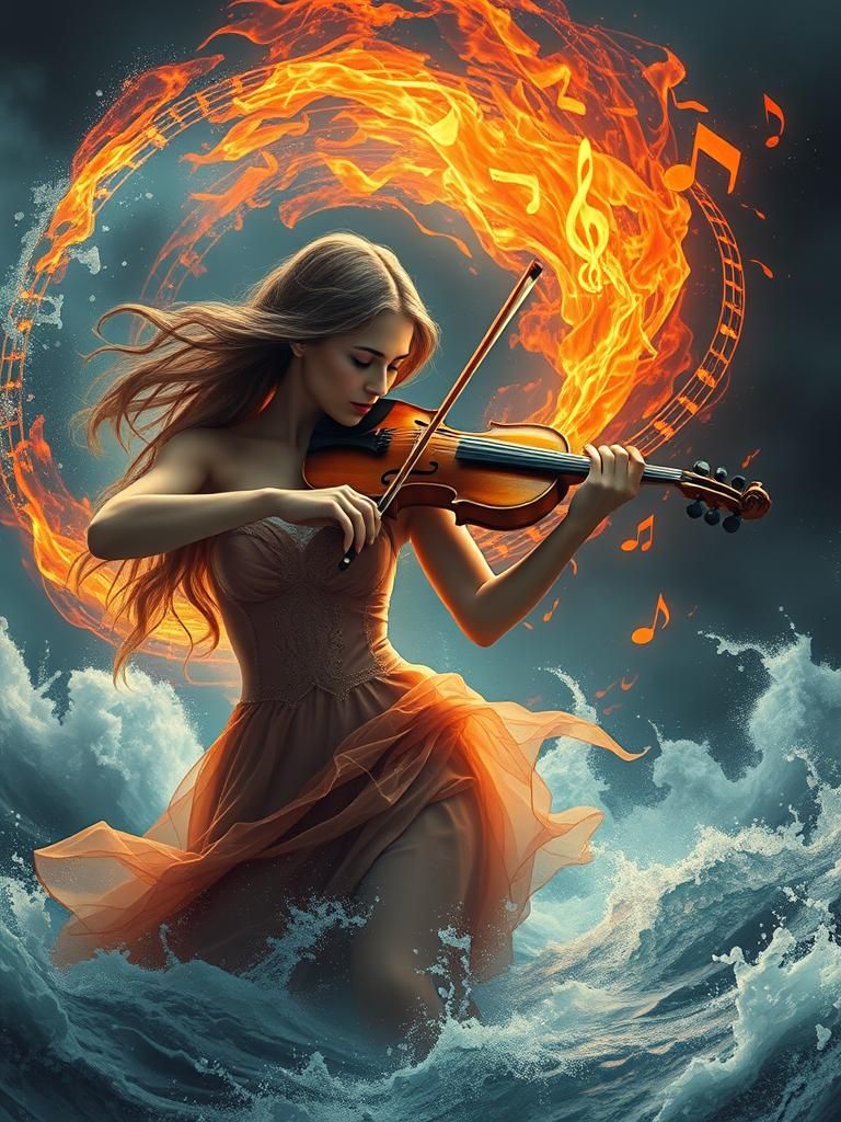 Fiery Violin Music Creates Ocean Tempest