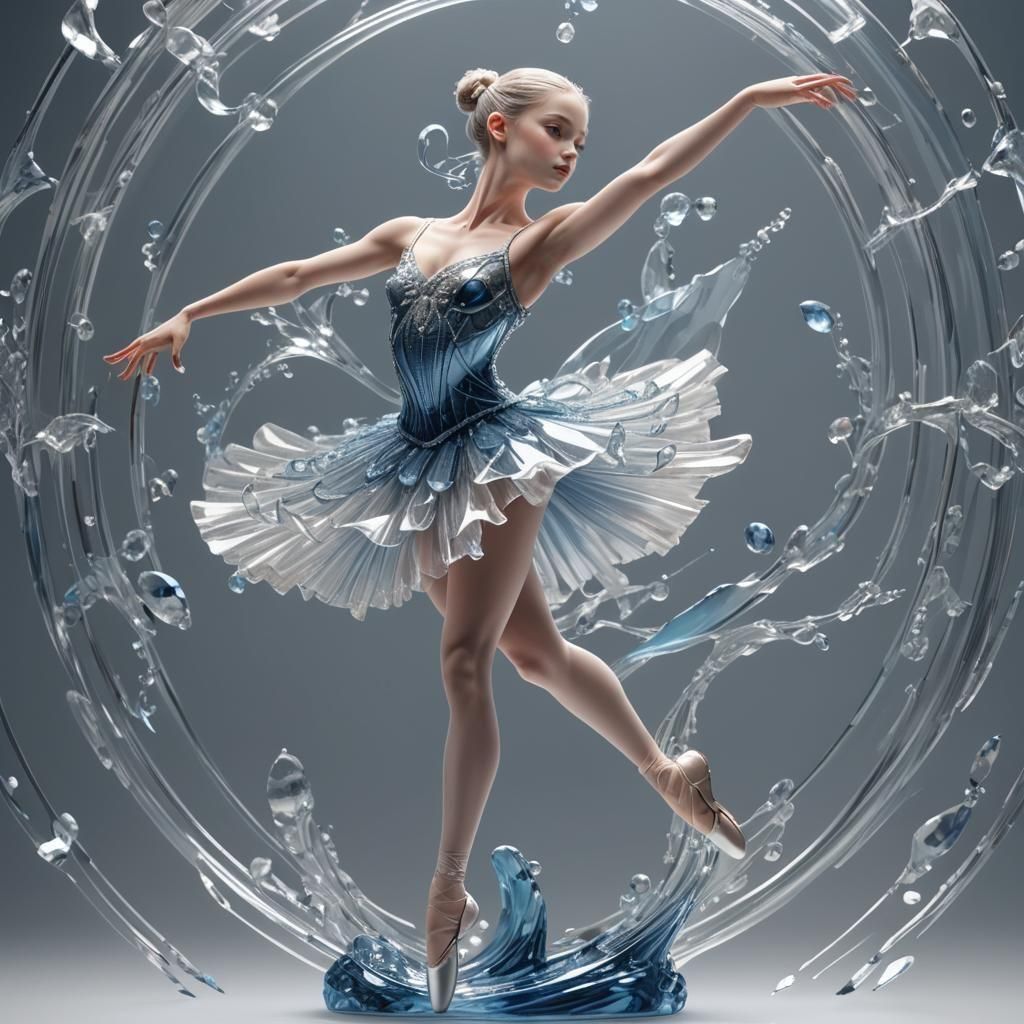 Crystal Ballerina Sculpture in Art Nouveau Style