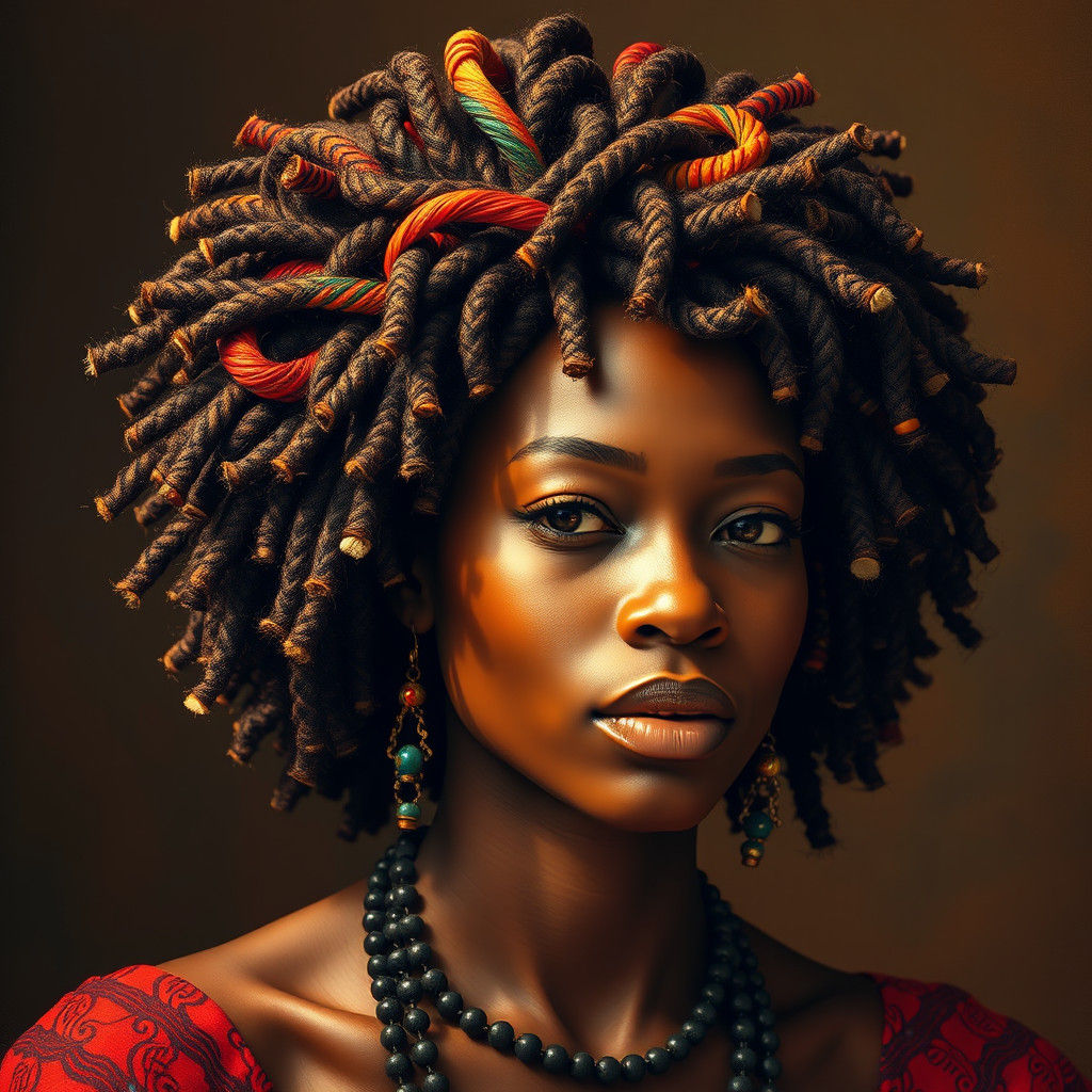 Braided Woman with Afro in Golden Light