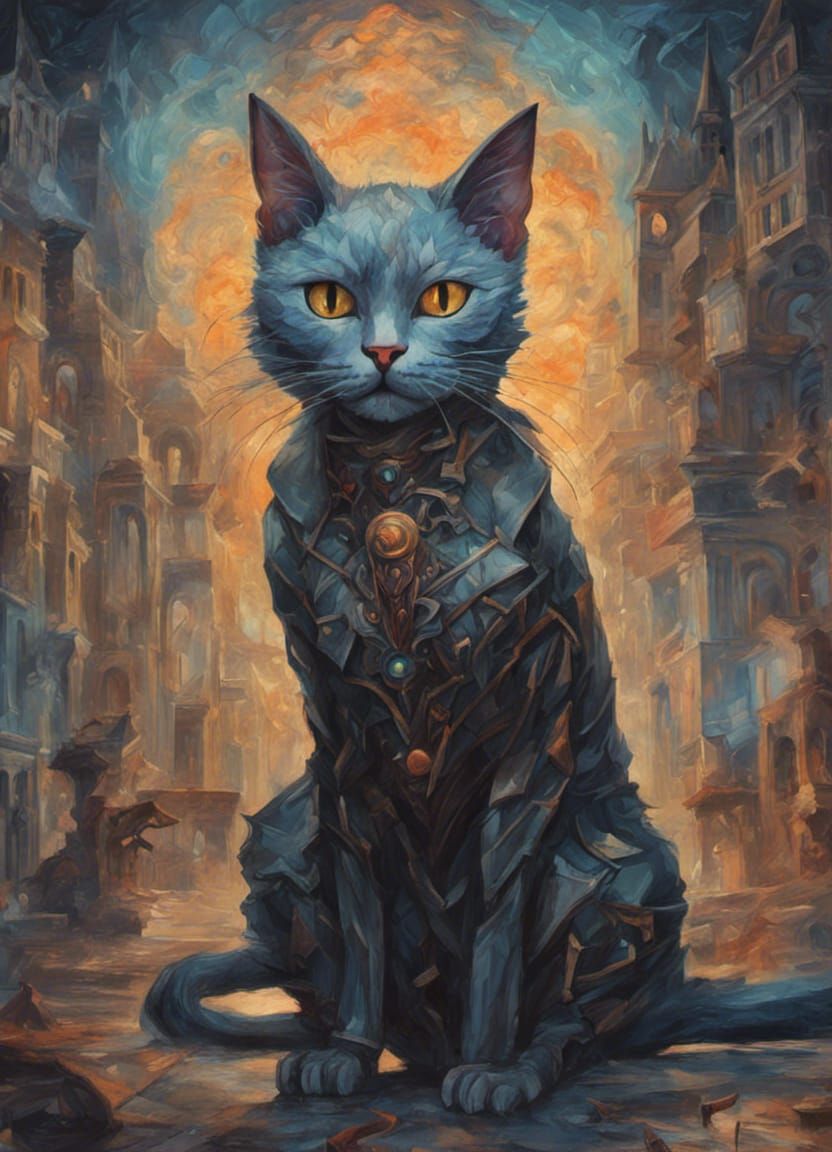 Cat Wreaks Havoc in Court: Hyperdetailed Painting