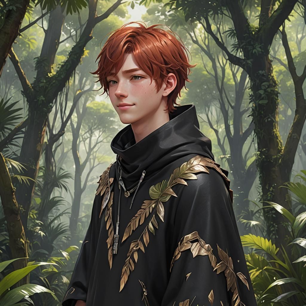 Teen Boy in Jungle, 3D Anime Art Style