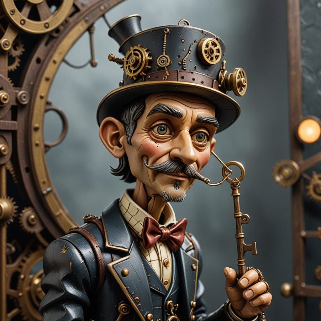 Steampunk Pinocchio with Wind-Up Key